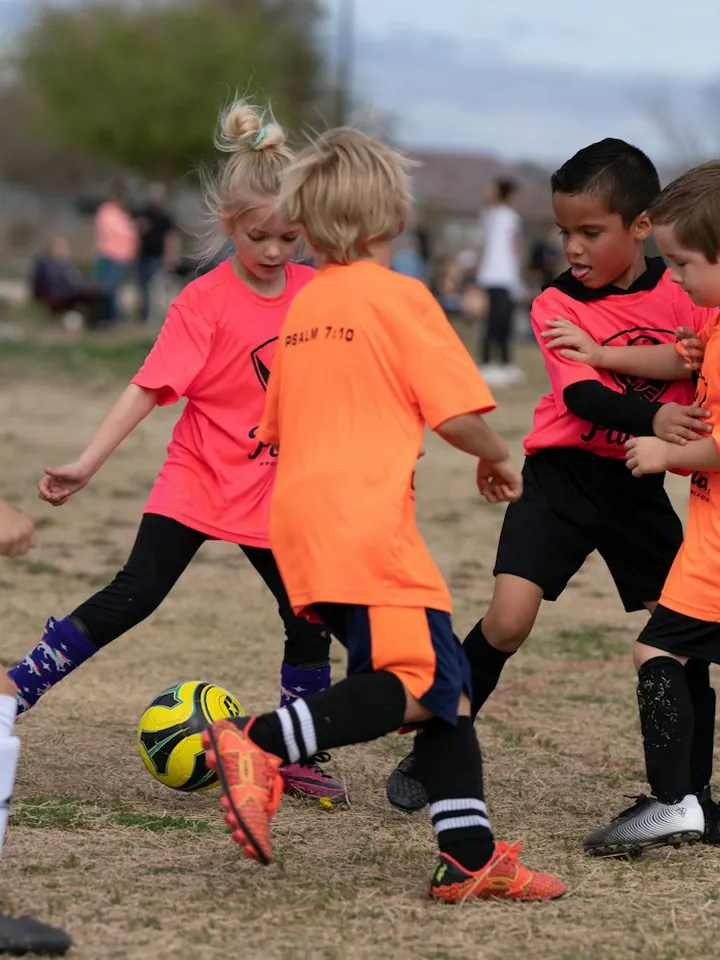 Kids wearing team gear